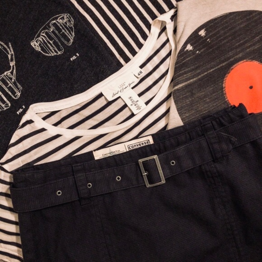 Converse One Star Skirt, Black & Gray Plaid Size 2